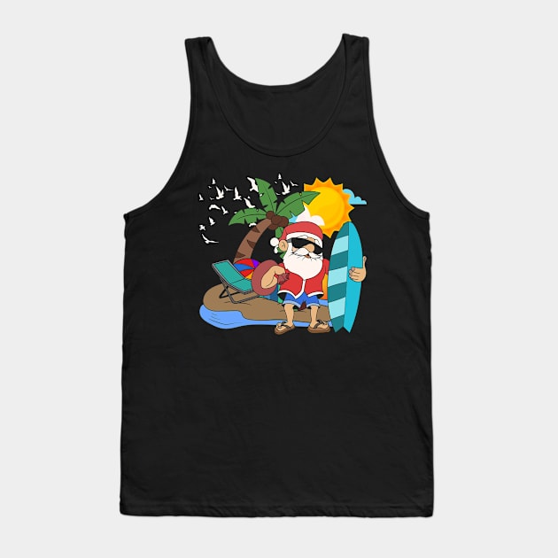 Cool Hawaiian Santa Claus Christmas In July Tank Top by shirtsyoulike